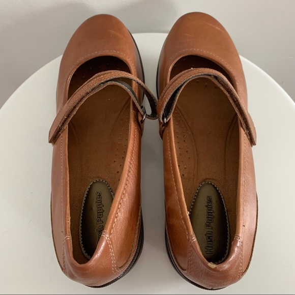 Hush Puppies Epic - Tan Leather Mary Jane Wedge - Size 8.5M - Picture 4 of 15
